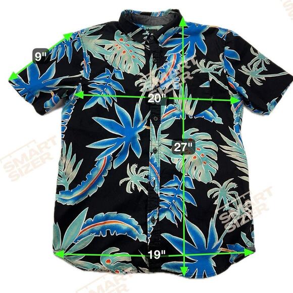 VANS Tailored Fit Tropical Hawaiian Short Sleeve Shirt Black Turquoise Size S - Picture 4 of 11